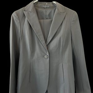 Theory woman’s classic dark brown suit.